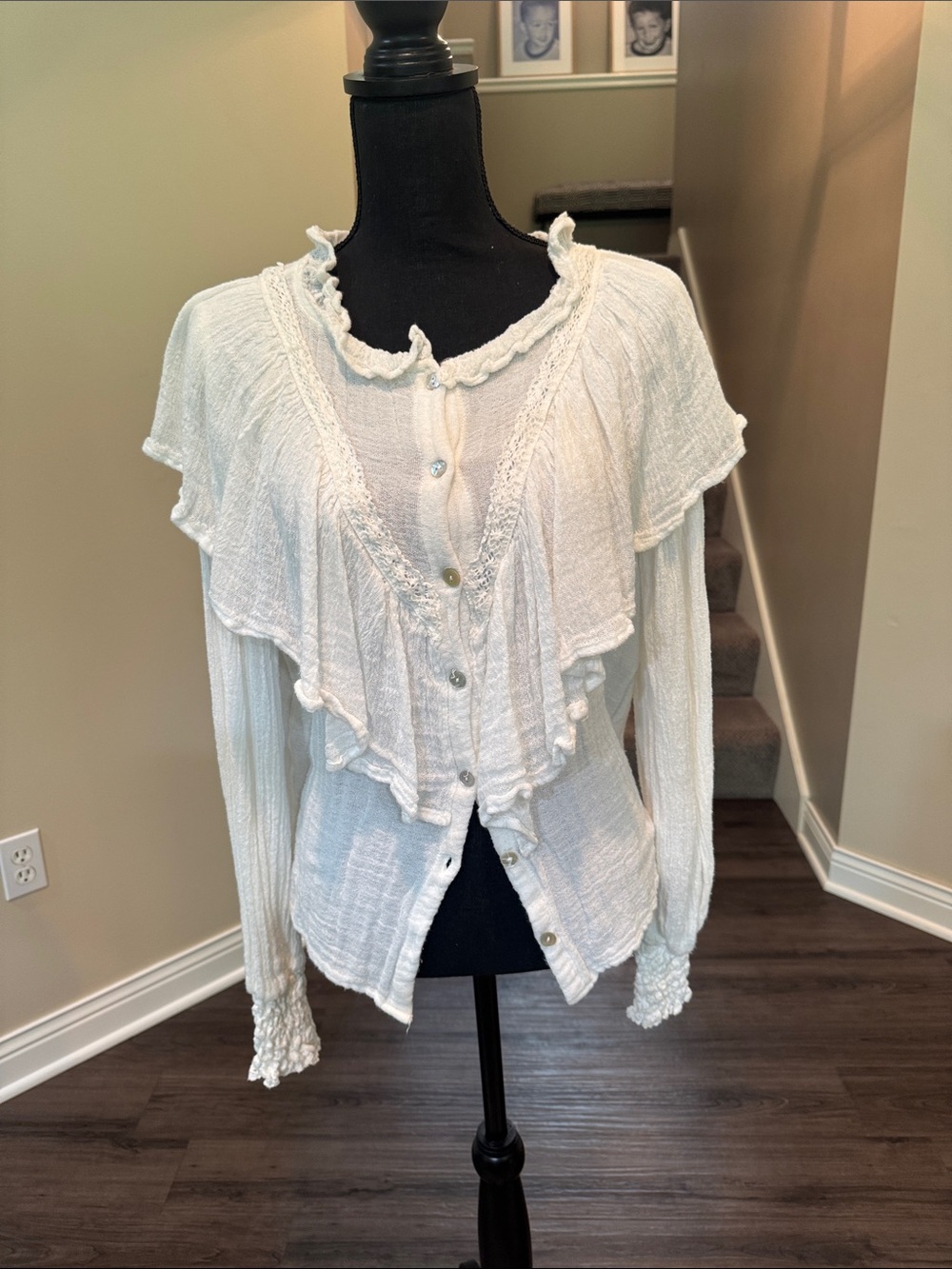 Jen's Pirate Booty White Ruffled Button-Front Top